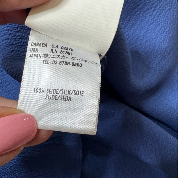 ESCADA Silk Cornflower Blue Vneck Satin Batwing Midi Dress 36 S - Picture 8 of 9